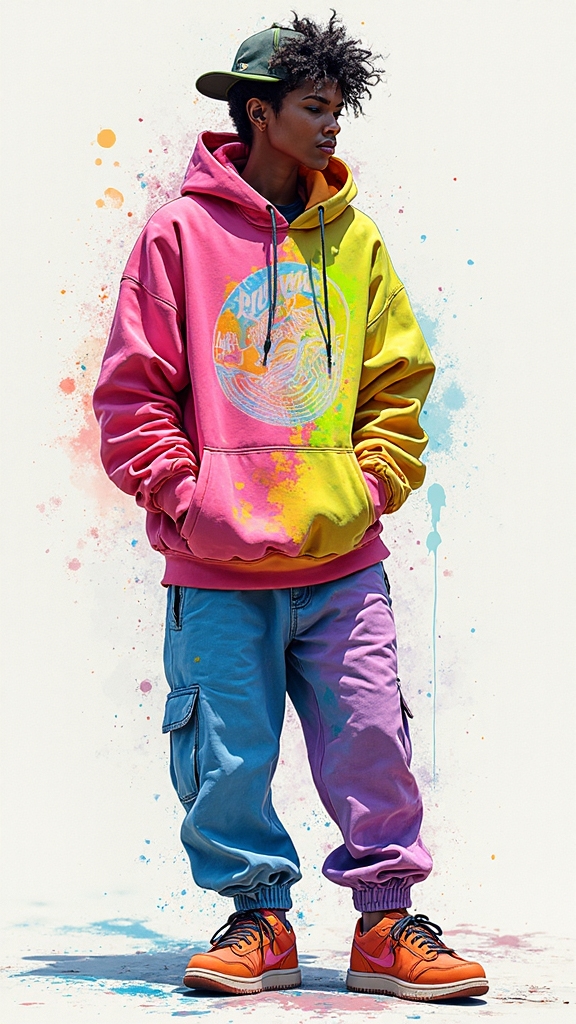 neon rebellious streetwear satire