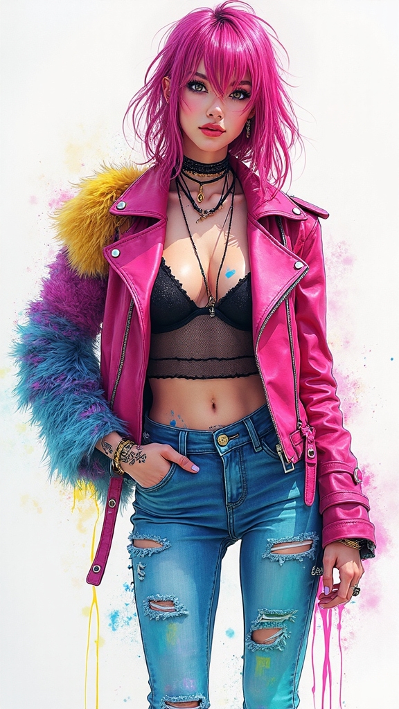neon punk chaotic styling