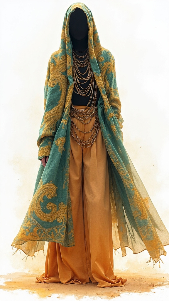 whimsical neo egyptian fashion statement